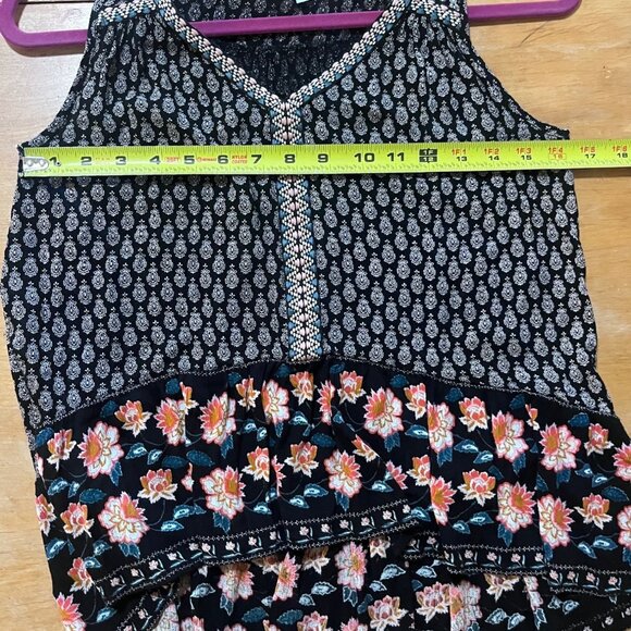 Patrons of Peace womens sleeveless top sz S boho hi low hem ruffle v neck - Picture 5 of 9